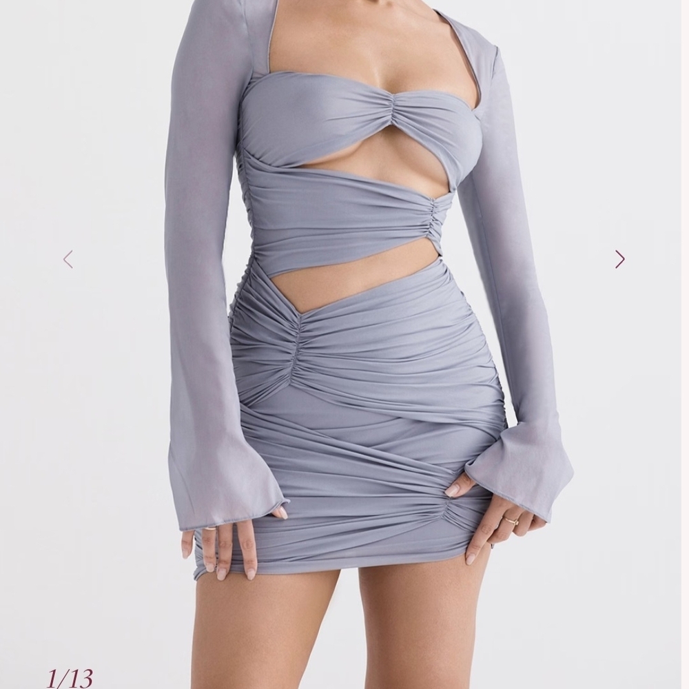 House of CB Gray Cut-Out Long Sleeve Dress